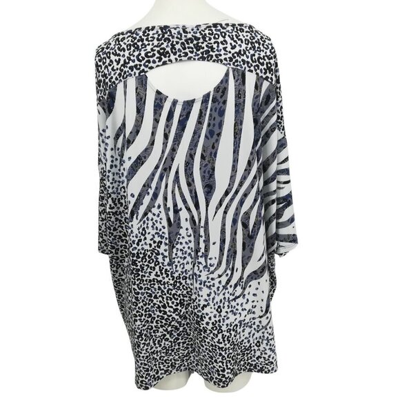 Clara Sun Woo Bouncy Knit Dolman Sleeve Lightweight Shirt Size L Animal Print - Picture 2 of 13